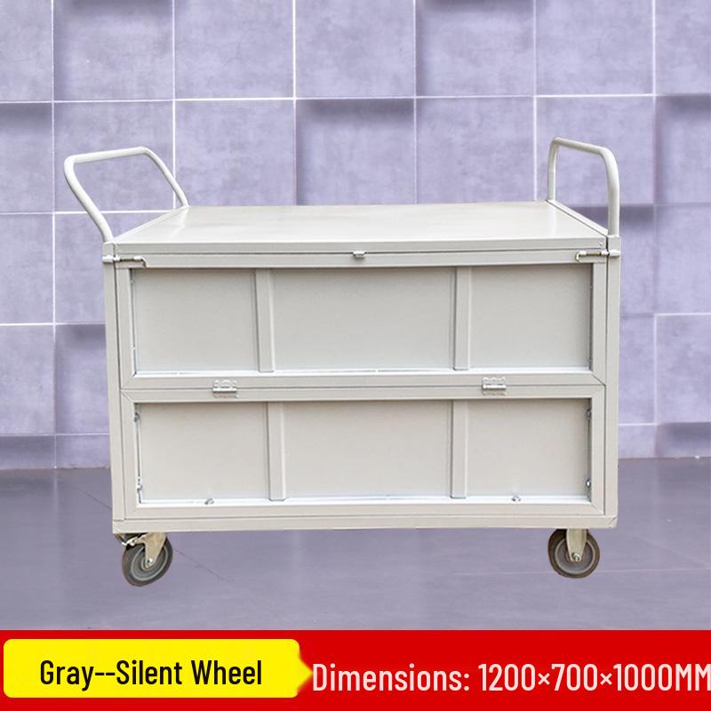 Stackable Guardrail Hand-Push Cart with Cover for Warehouse Logistics and Goods Handling