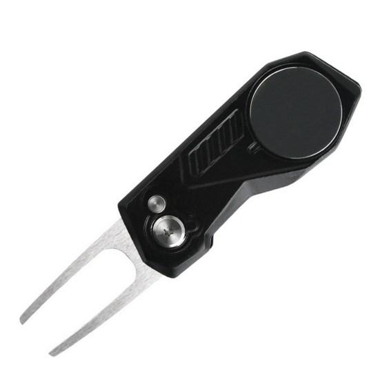 Golf Divot Repair Tool Foldable Heavy Duty Magnetic Ball Marker Sharp Button Stainless Steel Golf Putting Green Fork Golf Accessories