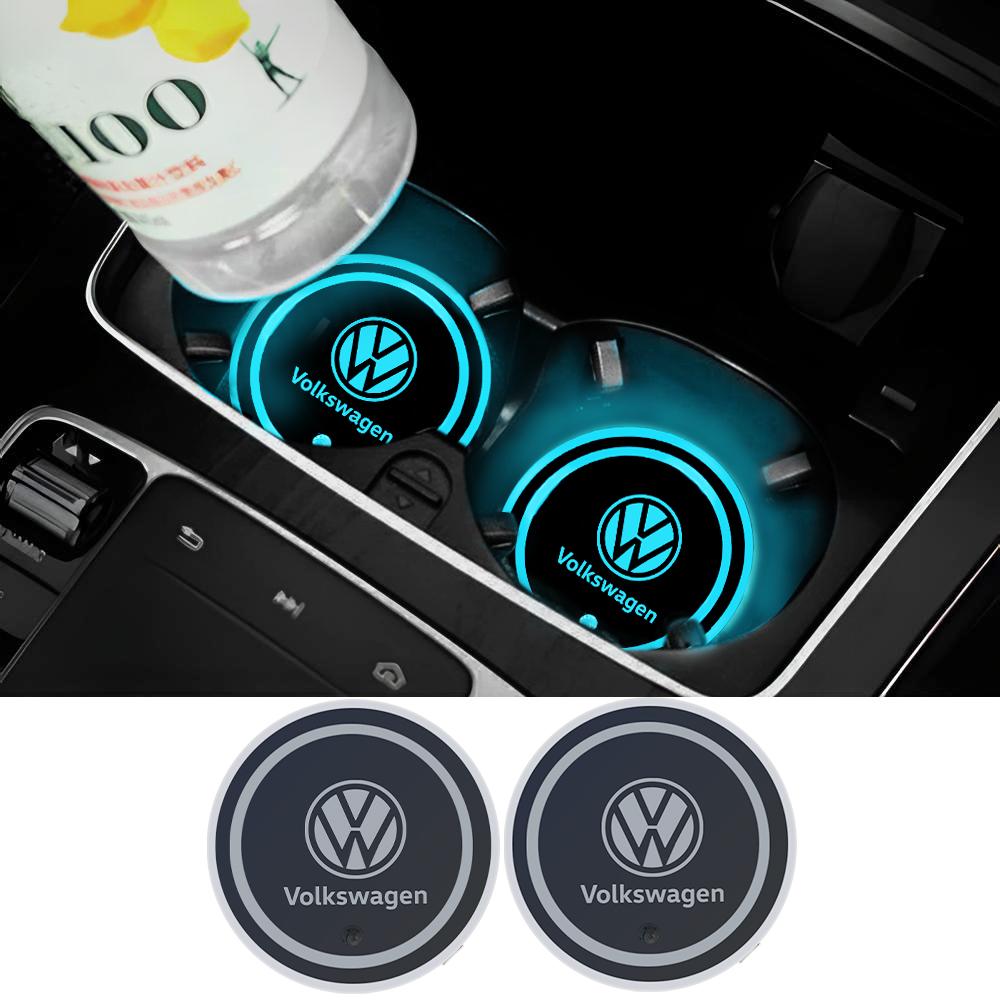 7 Color LED Car Cup Holder Light Luminous Coaster Water Cup Pad for Volkswagen VW GTI Passat Polo Jetta MK4 Beetle RLine Touareg