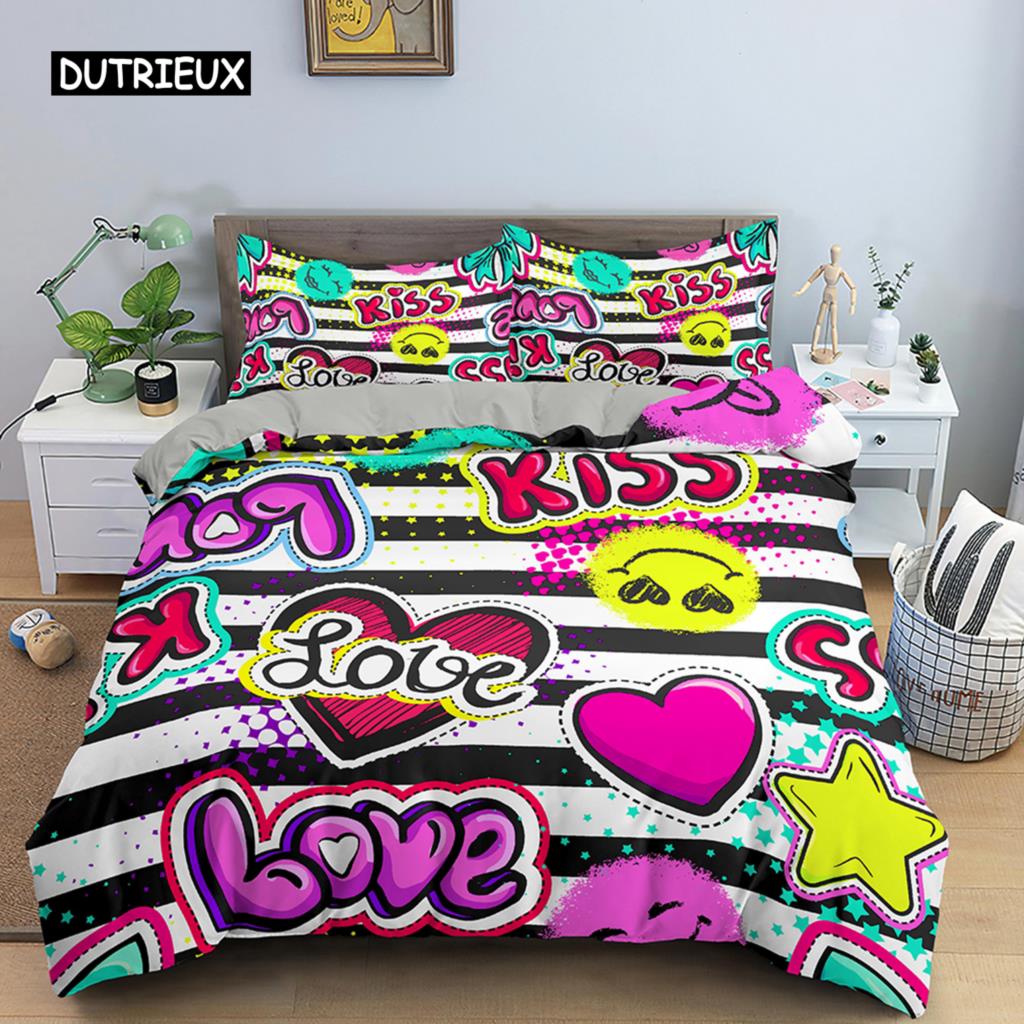 Комплект постельного белья с красными губами, комплект постельного белья 3D Kiss Me Red Lips, постельное белье King Size, пододеяльник с сексуальными губами для женщин и мужчин, декор для спальни