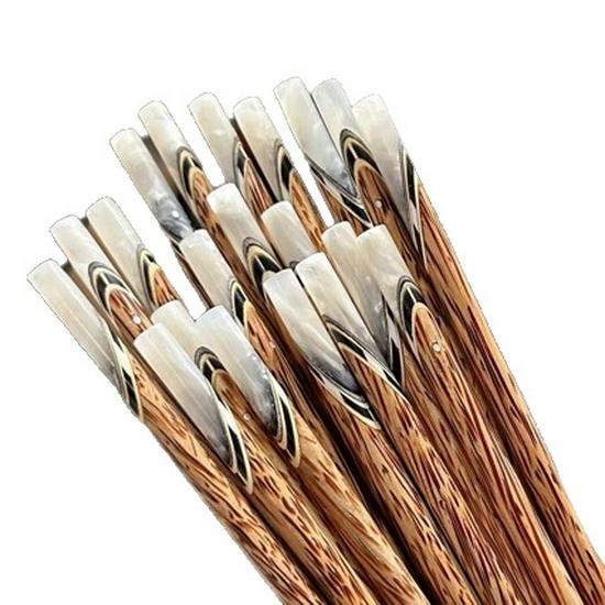 Vietnamese Handmade Non-slip Wave Pattern Wooden Chopsticks - Coconut Wood, Original Wood Color