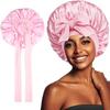 Silk Satin Wide Brim Bow Sleep Cap for Hair Care