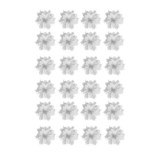 12/24 шт., рождественские искусственные цветы, блестящие листья, красные, золотые, серебряные, многослойные, рождественская елка, венок, украшение, искусственный цветок, реквизит для фотосессии для вечеринки