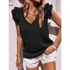 Женские рубашки без рукавов и блузки с рюшами, мода 2023, летние однотонные топы с v-образным вырезом, элегантная стильная повседневная одежда Blusas 26707