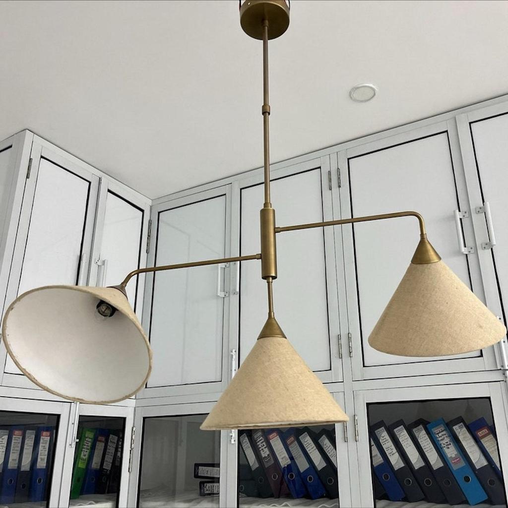 Люстра Sputnik середины века на 3 лампы, современный подвесной светильник из необработанной латуни