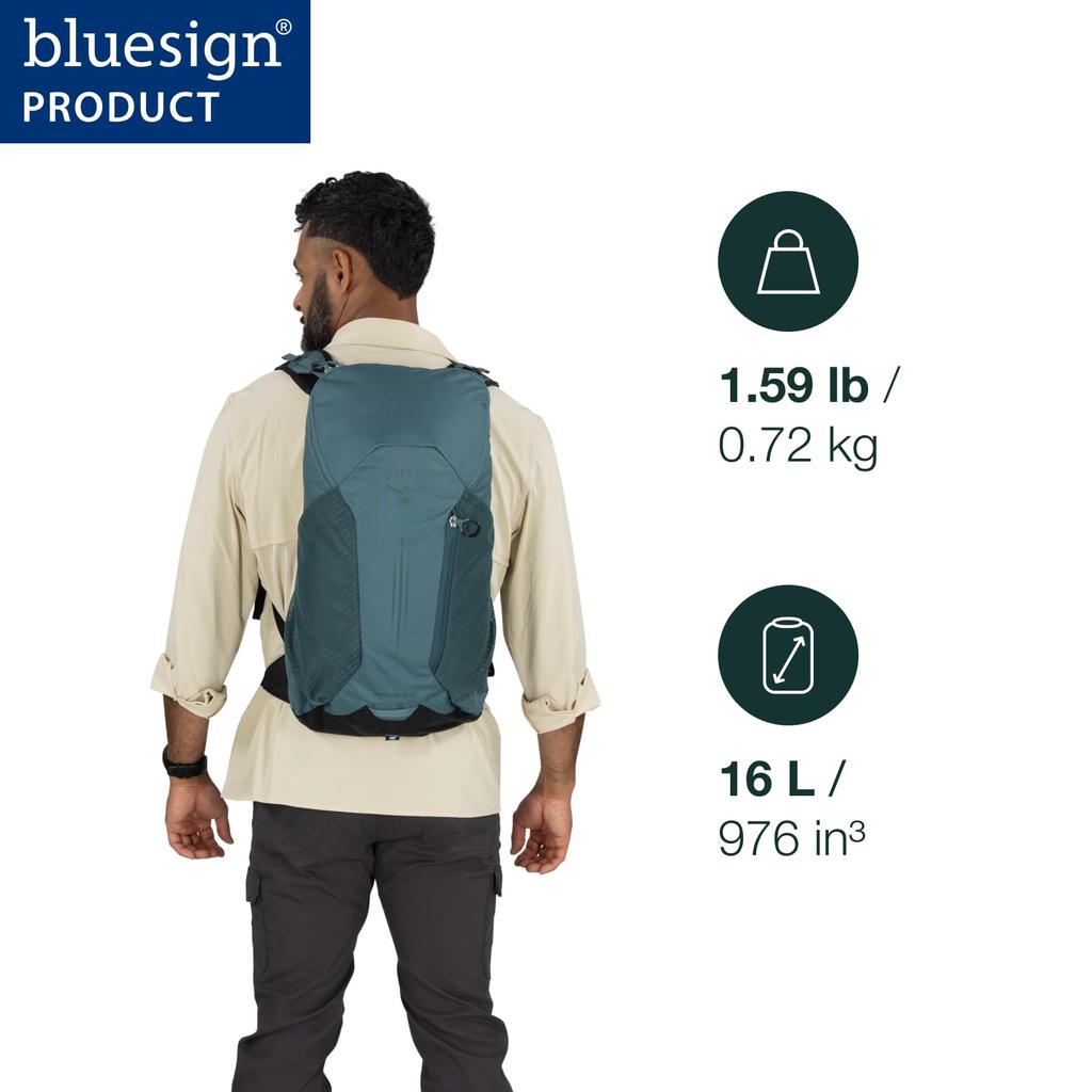 Osprey Hikelite LT 16L Туристический рюкзак Легкий дорожный дневной рюкзак с дождевиком Черный - Чехол, Унисекс,