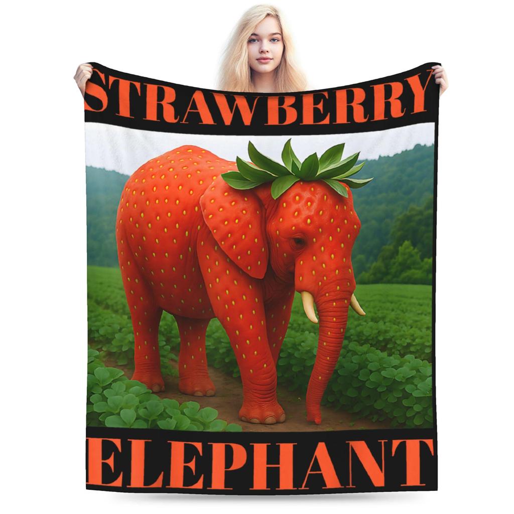 Strawberry Elephant Funny Italian Brainrot Gaming Meme Blankets Quality Super Soft Bedding Throws Winter Picnic Couch Bed