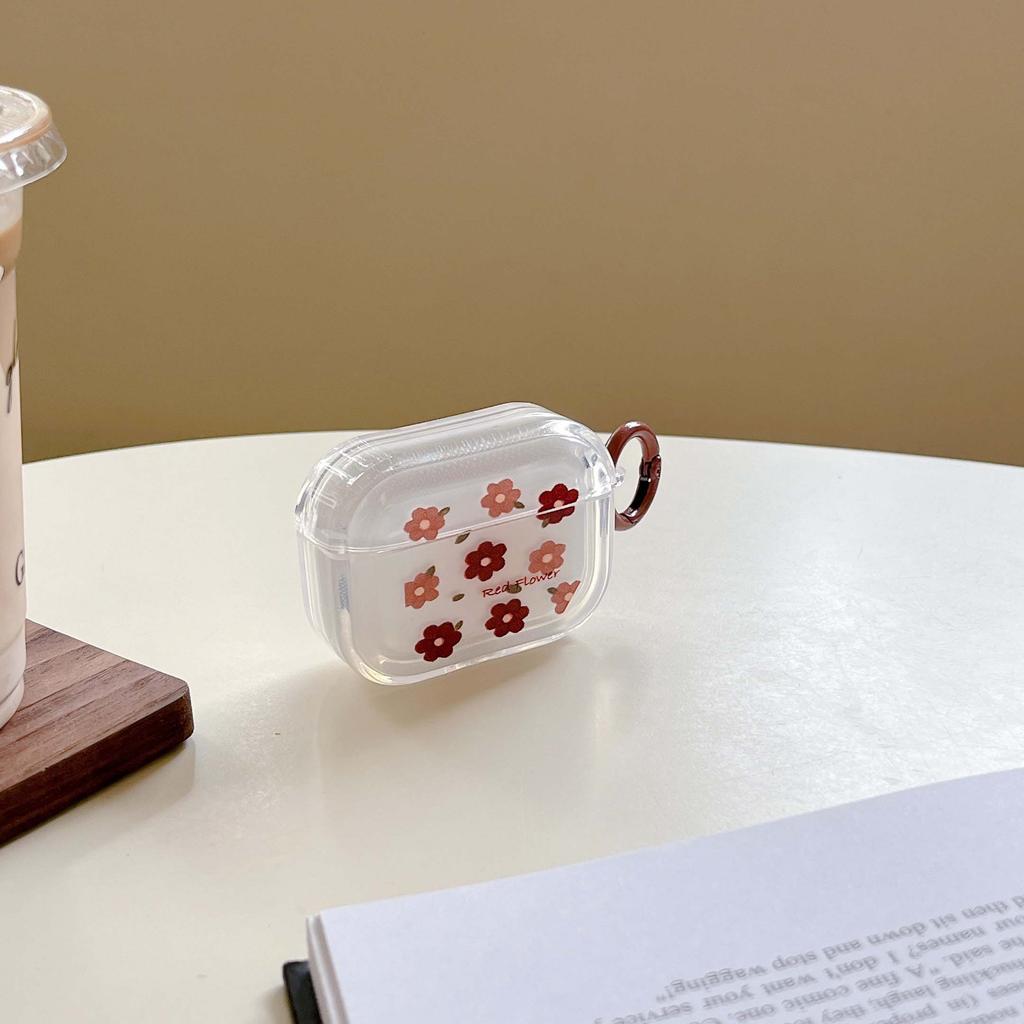 Ins красный цветок мультфильм противоударный чехол для наушников для Apple Air Pod 1 2 Pro 3 2nd беспроводная Bluetooth-гарнитура зарядное устройство милый