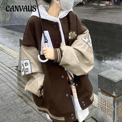 Осенняя женская бейсбольная куртка больших размеров с принтом в виде цветного коллизионного узора и букв