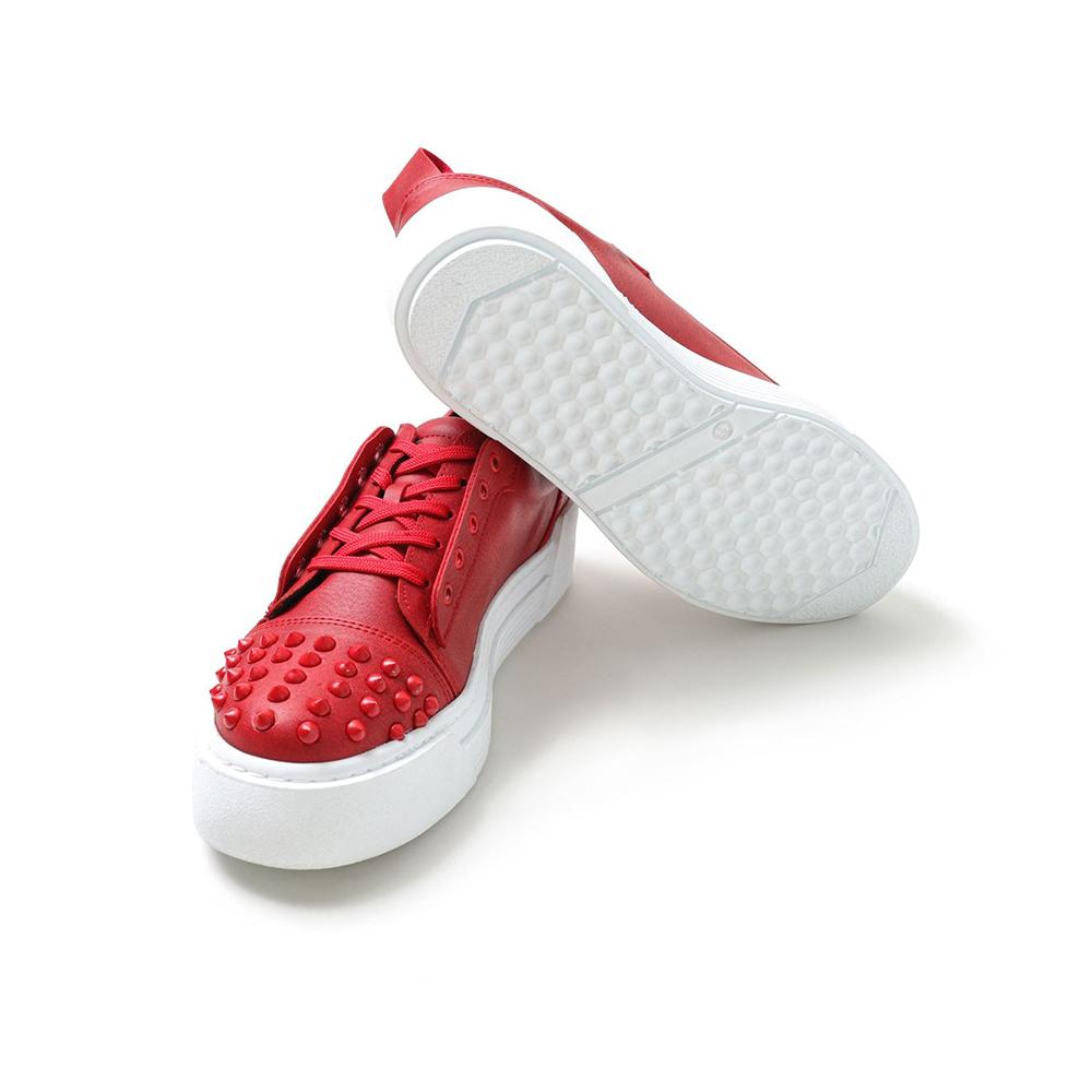 Chekich Мужская обувь Кроссовки красного цвета на шнуровке из искусственной кожи с прошивкой Удобная белая высокая подошва на лето и весну Повседневная спортивная обувь CH169