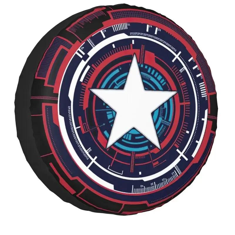 America Hero Futuristic Logo Spare Wheel Cover For Jeep Mitsubishi Pajero 4WD RV Captain Tire Protector 14" 15" 16" 17" Inch