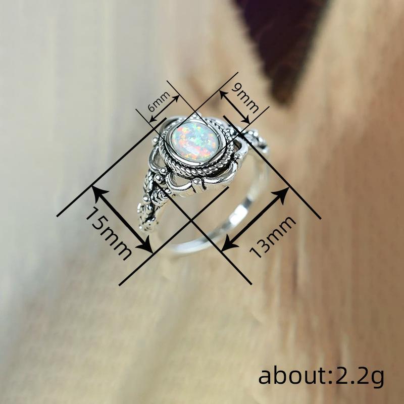 Кольцо с имитацией опала для женщин, ювелирные изделия в стиле ретро с цветком, модное дизайнерское индивидуальное кольцо