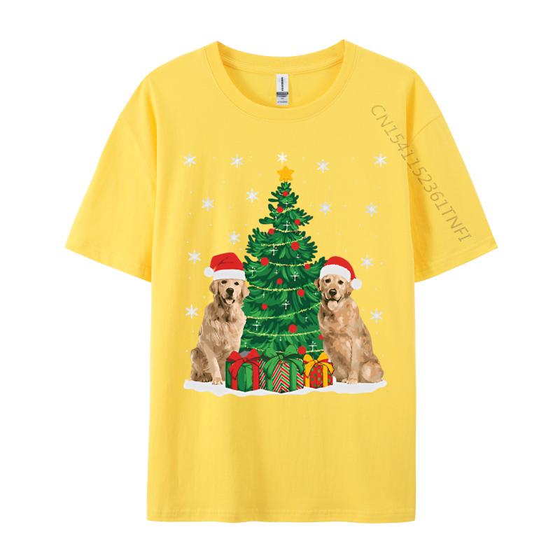 Xmas Lighting Santa Golden Retriever Tshirt Unisexs Tshirt Personalized Print T Shirt Black Best Gift Clothing