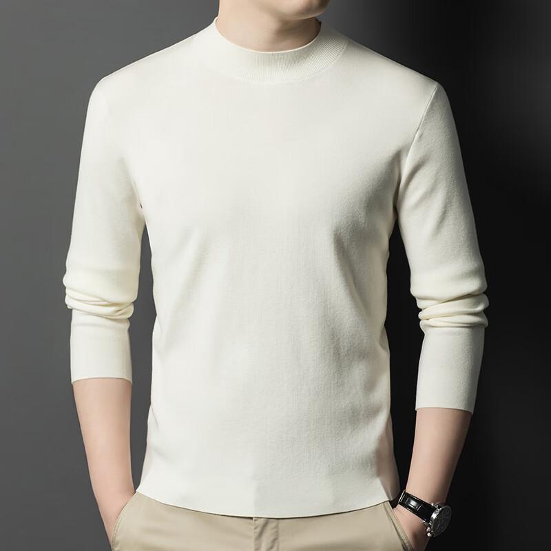 Men's Solid Half-High Neck Pullover Sweater