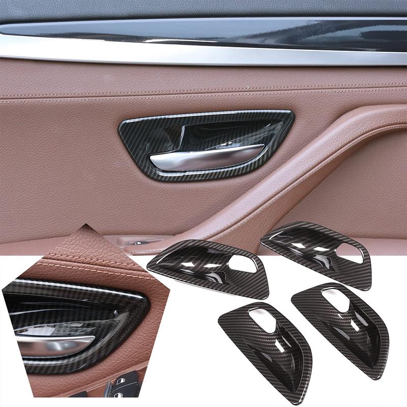 For BMW F10 520 Car Door Handle Bowl Cover Carbon Fiber Door Handle Trim Car Interior Enhancement Carbon Wire Pattern Color
