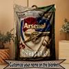 Custom Name Personalized Arsenal F.C Print Blanket, Home Decor, Bedroom, Sofa, Camping, Couch, Gifts for Birthday Christmas