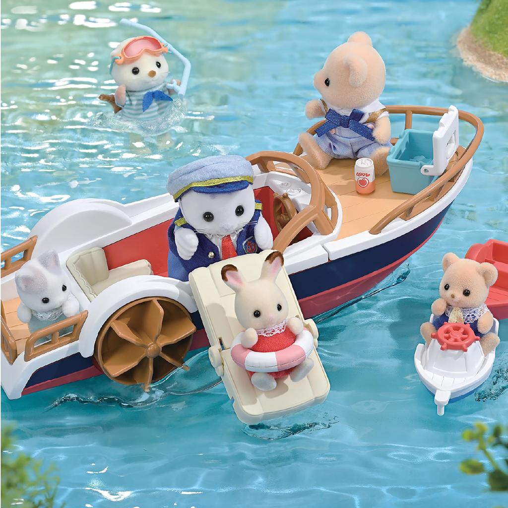 Sylvanian Families Транспортное средство Капитан Захватывающая лодка Набор ST Mark Возраст Набор Эпоха Sylvanian Печать (V-08) - Сертифицированный, 3+, Игрушка, Кукольный домик, Семьи, ООО,