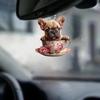 Acrylic Creative Cartoon Flat Dog Tea Cup Car Hanging Ornament For Interior Decoration