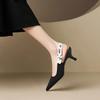 Fashion 2024 Summer Sexy Pointy Heels Fashion Letter Design Lace-up Elegant Women's Dress Stiletto Sandals Party Party Zapatos De Mujer