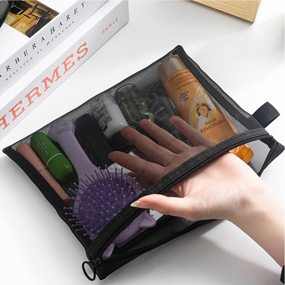 ZHSHXNGY Mesh Cosmetic Hanging Makeup Multifunctional 4-Pack Pouch, Gray, Pouch, Portable,