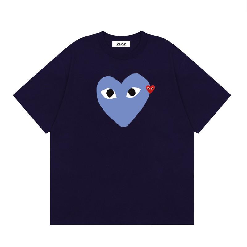 Cotton Short Sleeve T-Shirt With Heart Embroidery Couples Loose Fit Unisex Streetwear Tee
