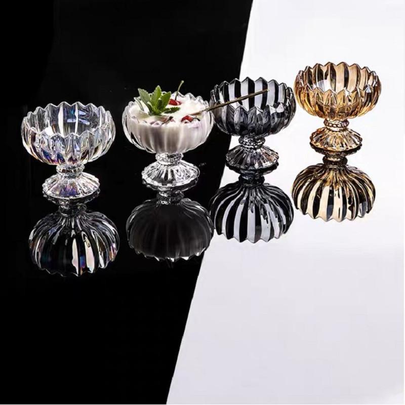 Круглая стеклянная миска, высокая чашка для мороженого, салатница, прозрачный поднос, хозяйственный контейнер, десертная тарелка, фруктовница, кухонные принадлежности