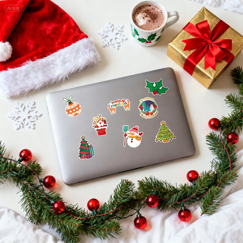 50 Pieces Christmas Stickers Cartoon Holiday Notebook DIY Skateboard Mobile Phone Case Luggage Stickers Waterproofs
