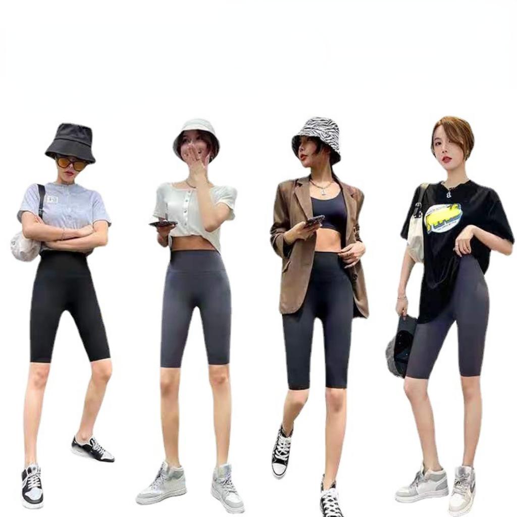 Women Shorts Thin Fitness Leggings Casual High Waist Fashion Yoga Shorts Summer Slim Knee-Length Bottoms Black Cycling Shorts Streetwear