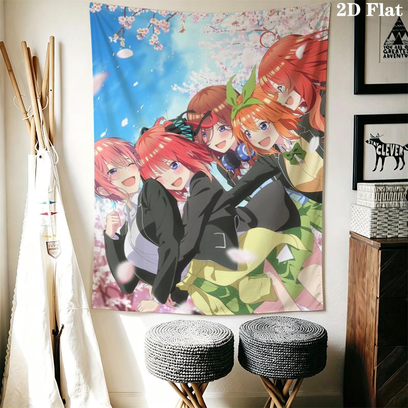 The Quintessential Quintuplets Wall Tapestry Aesthetic Wall Hanging Printed Fabric Blanket Decorative Tapestries for Bedroom Living Room Home Decor