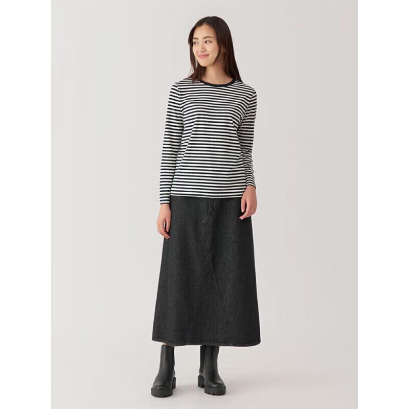 MUJI Женская хлопковая футболка с длинным рукавом