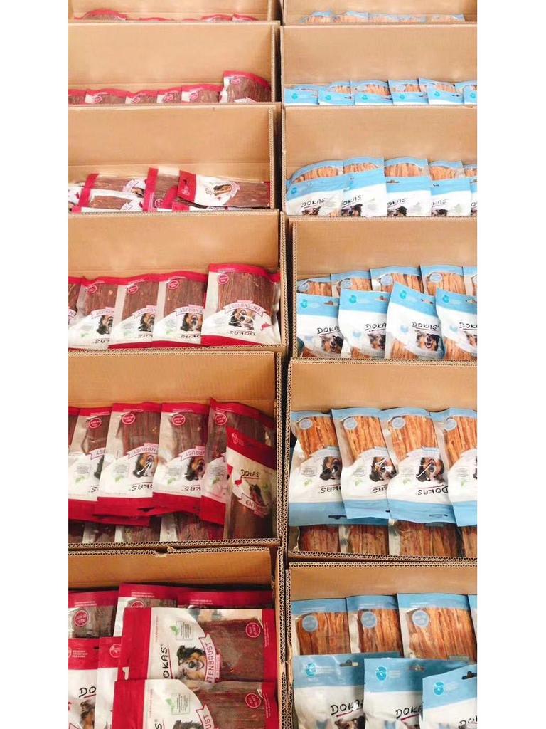 Лакомства для питомцев: DOKAS Куриные/Утиные Джерки для собак породы Померанский шпиц, Тедди, Бишон фризе - 250г