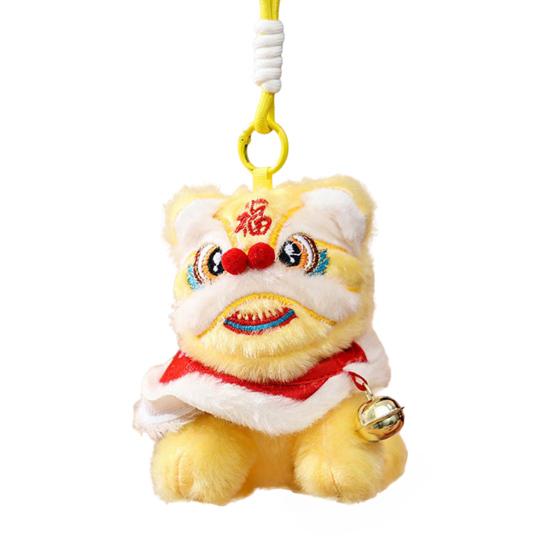 Plush Lion Dance Keychain Chinese Style Cartoon Animal Pendant Traditional Lion Dance Bag Charm New Year Gifts for Women Girls