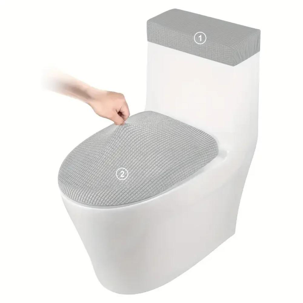 2Pcs/Set Solid Color Toilet Seat Cover Thickened Tank Lid Cover Bathroom Seat Protector