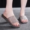 Indoor Woman Slippers Bedroom Slides Flat Crystal Shoes for Women Unique 2025 Luxury New Collection Shoe Summer Sandals On Sale