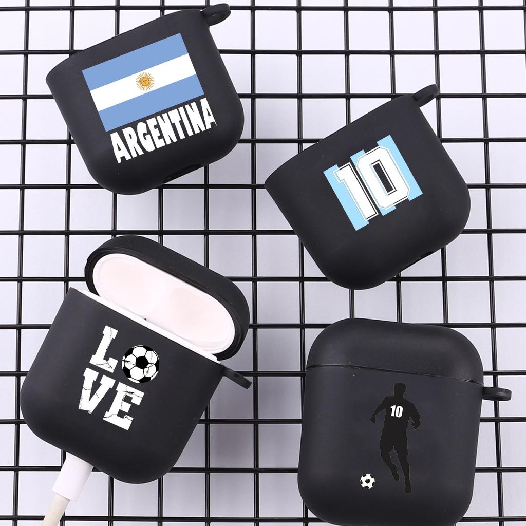 Флаг Аргентины Футбол 10 С крючком для Airpod Pro 3 Pro2 Черный Защитный чехол Мягкий чехол для Apple Airpods 2 1 Чехлы для наушников