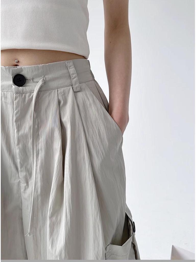 Женские брюки карго парашюты в американском ретро стиле 2025 - быстросохнущие, с высокой посадкой, свободного кроя