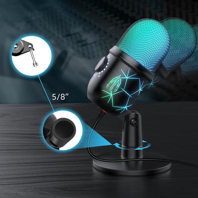 USB-микрофон для прямых трансляций, караоке V5, шумоподавление, игровой конденсаторный микрофон с подставкой для мобильного телефона