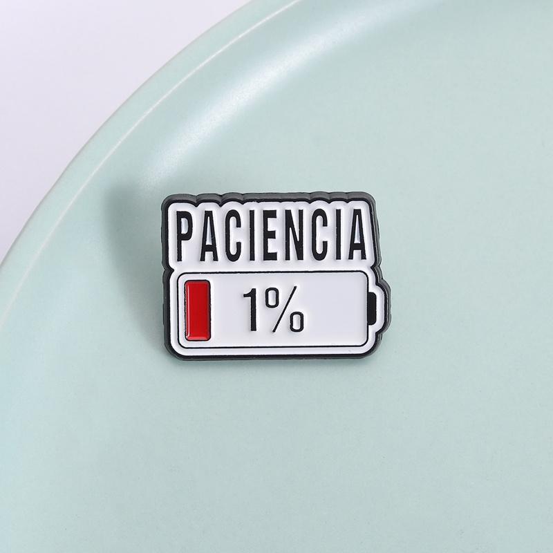 Значок «Paciencia 1%» на испанском языке - Значок «Низкая терпимость» с милым аксессуаром на испанском языке, Забавный подарок для друзей, Понятный для &, Испаноговорящих