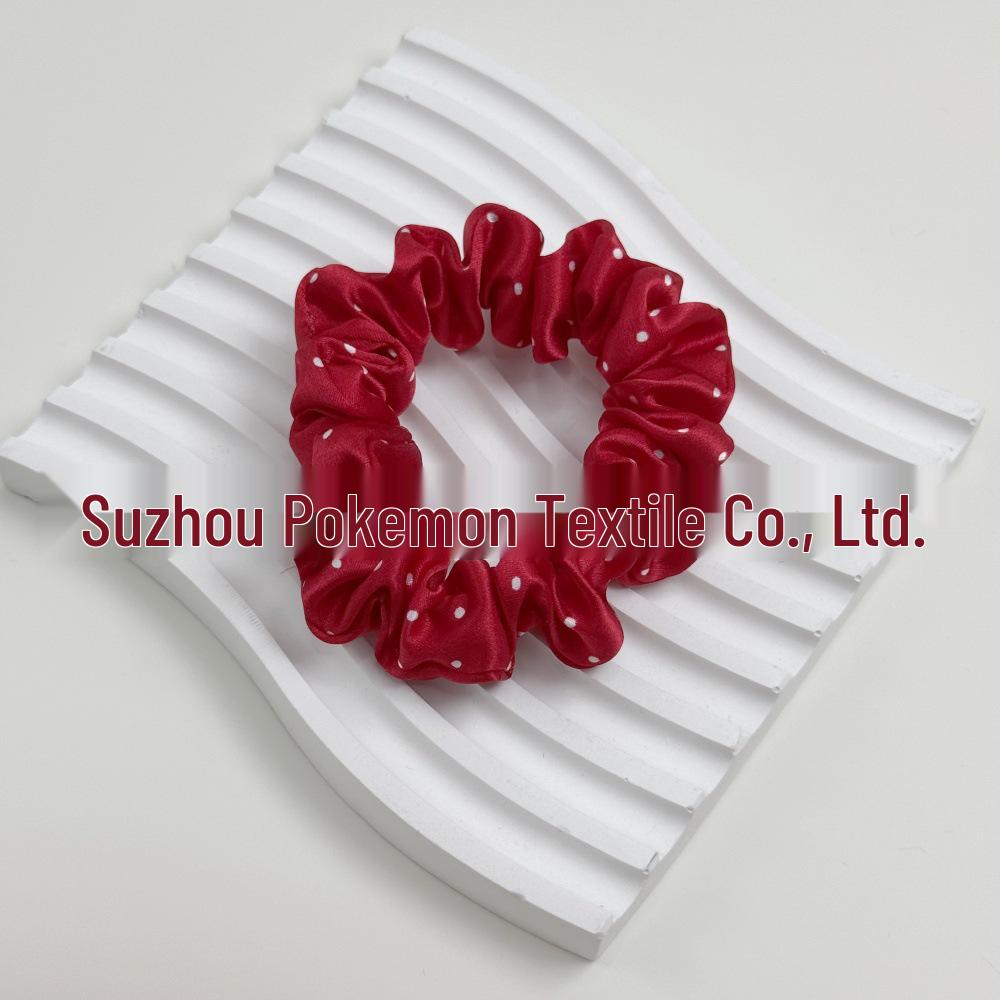 Шелковый резинка-скранчи в корейском стиле в горошек - 100% шелк тутового дерева, доступна в больших, средних и маленьких размерах (19 момми)