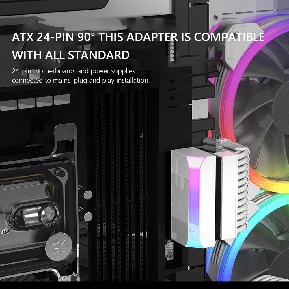 ATX 24-контактные разъемы питания под углом 90 градусов Компьютерные комплектующие Разъемы питания материнской платы Aura Sync DIY Монтаж