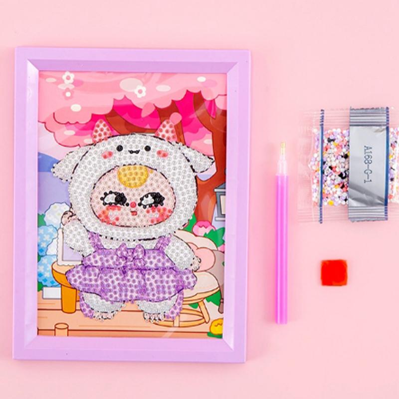 2 комплекта Labubu Baby Three Diamond Painting Cartoon Full Diamond Mosaic 5D Diy Cross Stitch Kits Diamond Art Home Decor With Frame