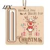 Personalized Cash Gift Tags Rustic Santa Reindeer Money Holder Ornament, Wooden Card Reusable Holiday Clip with Slot, Christmas Tree Hanging