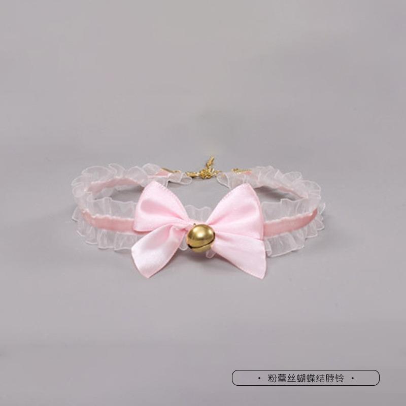 A Handmade Olita Neck Bell Accessory Prop Lace Bow Bell Collar Bow Tie Handmade