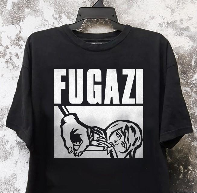 FUGAZI Футболка унисекс черная хлопковая S-5XL