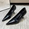 Модные женские туфли на высоком каблуке 2025 Весна Новый стиль Французская роскошь Неглубокий вырез Одинарные туфли Модные остроносые туфли-стилет на высоком каблуке