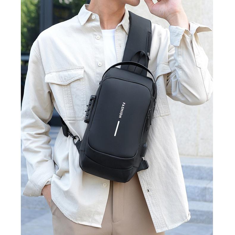 WEIXIER Мужская многофункциональная противоугонная сумка через плечо с USB-портом, мужская сумка через плечо, дорожная сумка-слинг на груди, сумка-мессенджер для мужчин