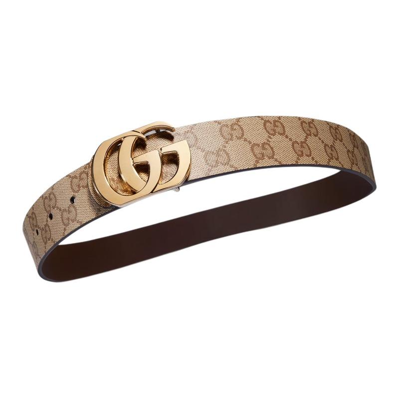 GUCCI GG Marmont double G buckle double-sided belt men's sand/dark brown width 3.3cm 874723 AAGRK 9751