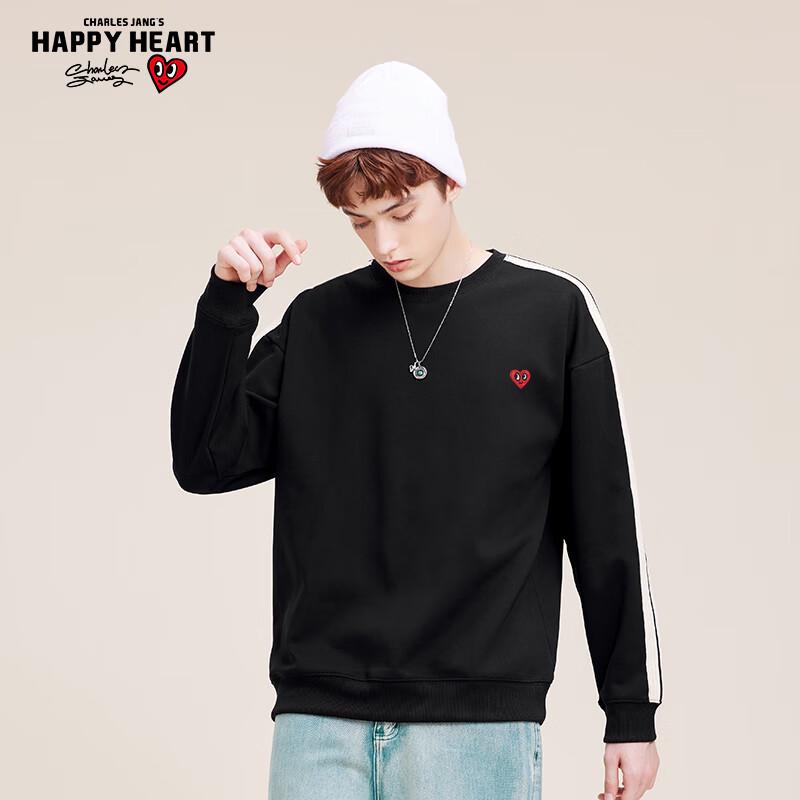 Charles Men's Heart Embroidered Loose-Fit Round Neck Sweatshirt