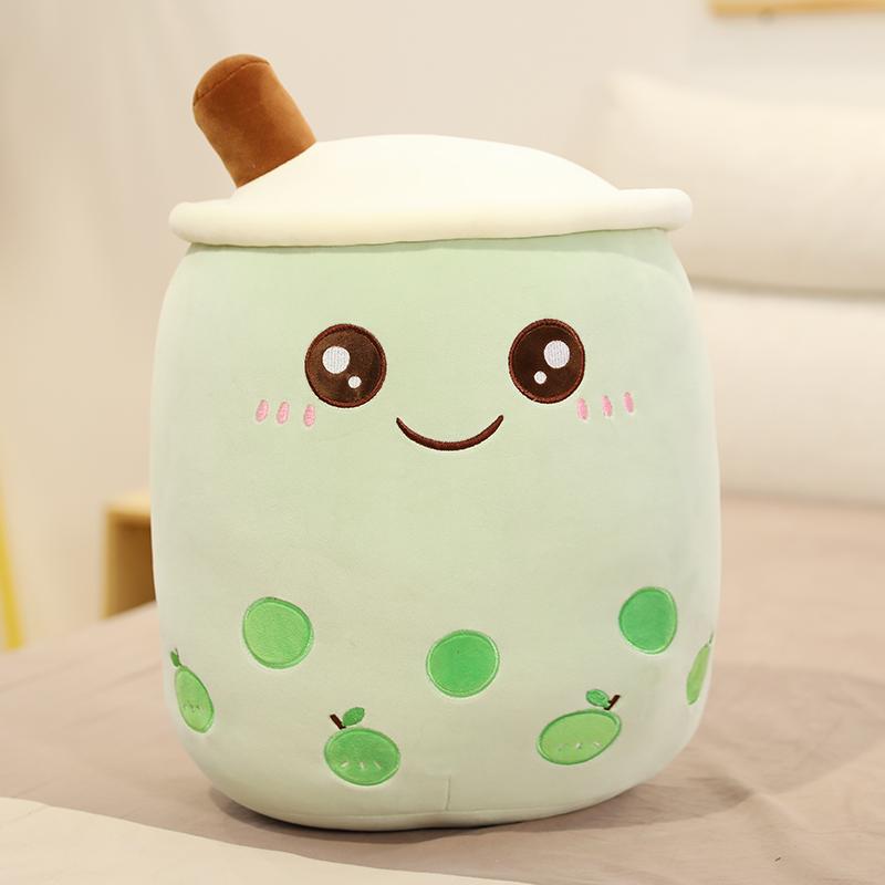 New Arrival Cartoon Fruit Bubble Tea Cup Plush Toys Real Life Boba Food With Suction Pillow Stuffed Soft Hug Cushion Decor