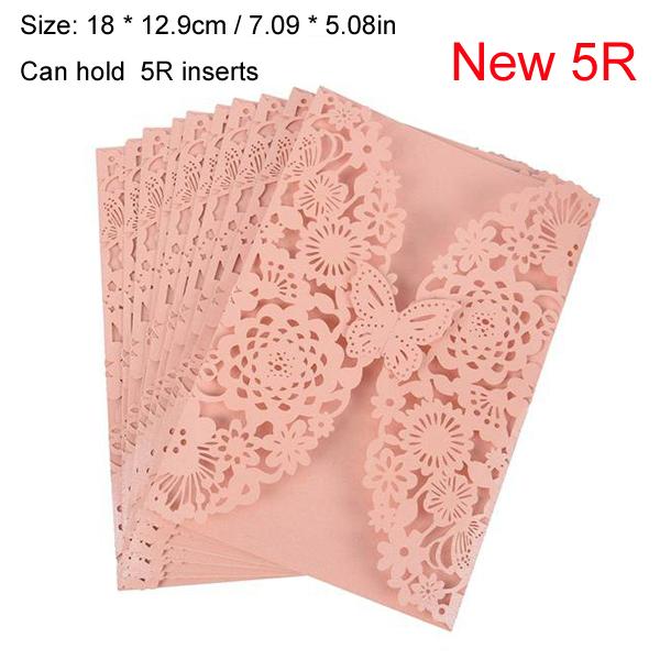 10pcs/pack Butterfly 3D Invitation Card Flower Wedding Cards Debut Invitations Birthday Laser Cut Party Cards 5x7in 5R Size